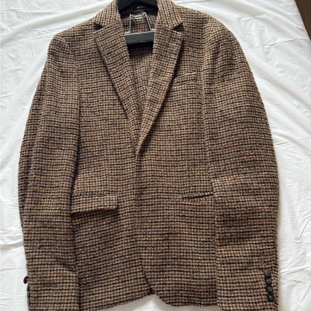 Bella Canvas Men's Houndstooth Blazer in Brown and Black